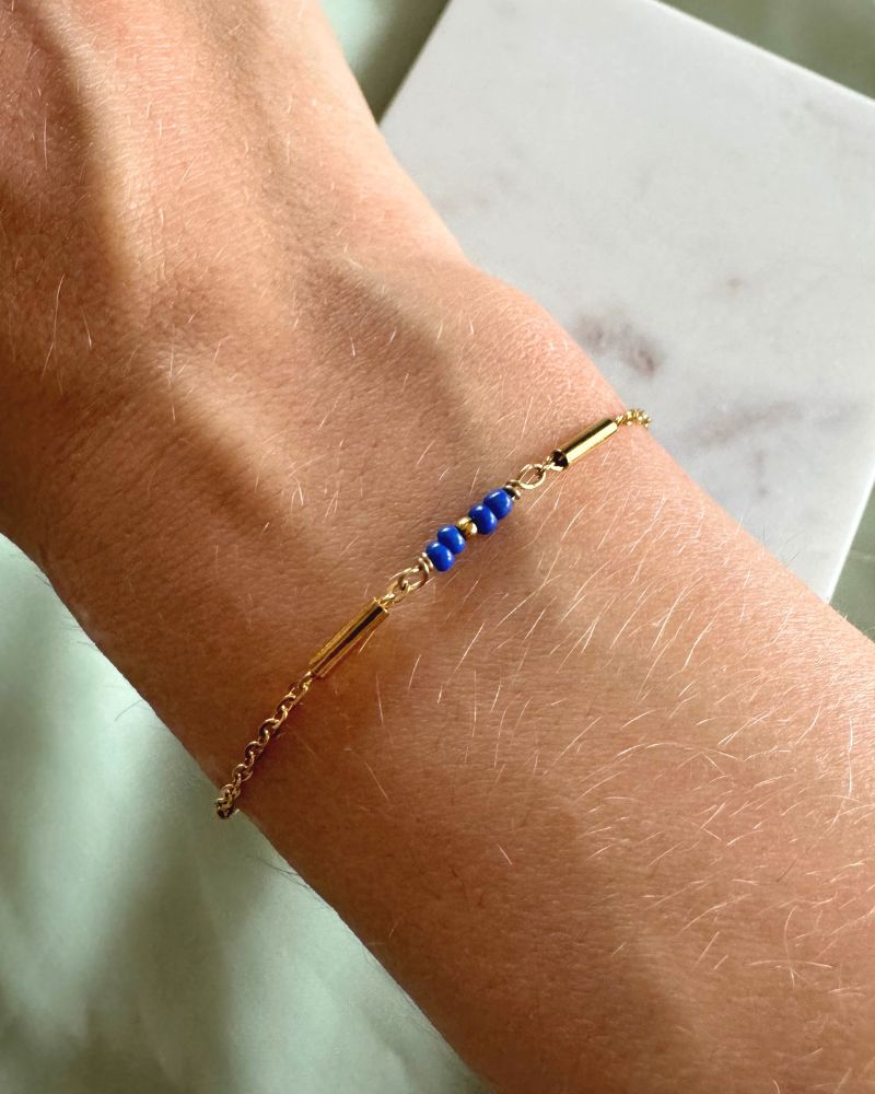 Louise | Gouden armband met blauwe details | Stainless steel