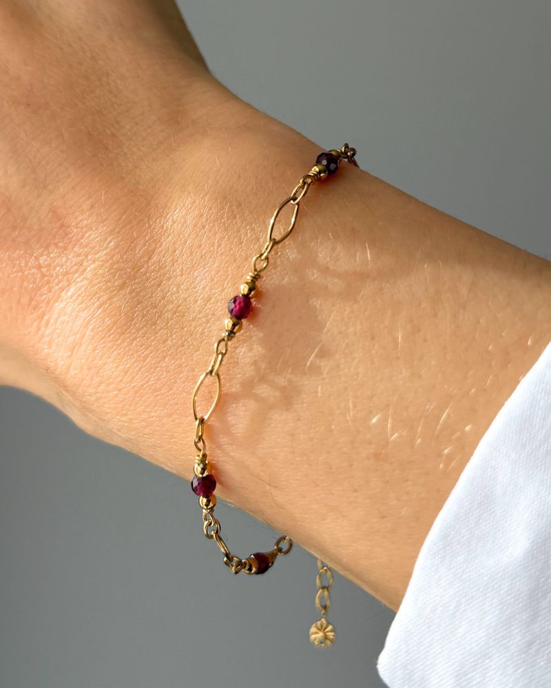 Granaat armband Goud stainless steel Almandien Granaat