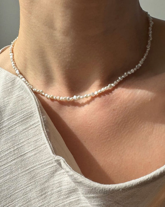 Onda | Echte parel ketting | Zoetwaterparel ketting goud