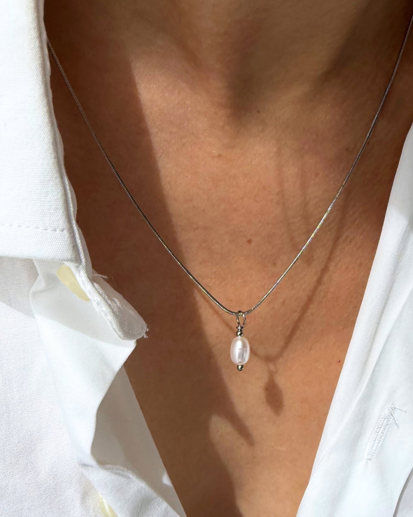 ketting met parel zilver hanger