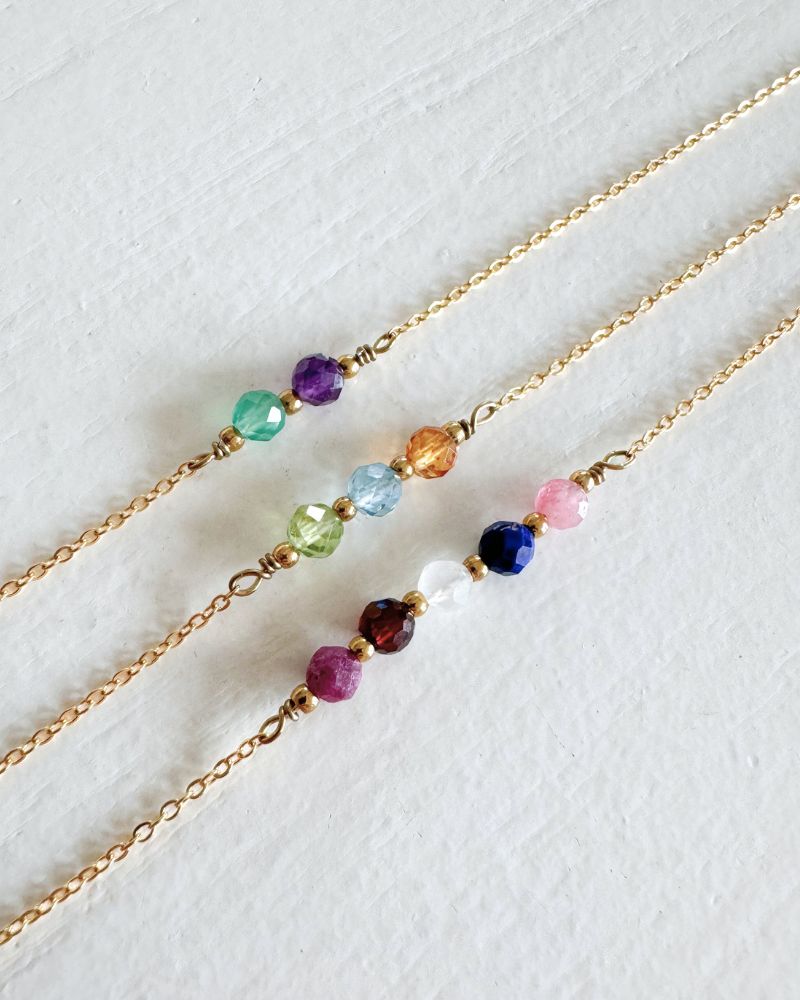 Gouden armband met geboortesteentjes | Met 2, 3, 4 of 5 birthstones | Stainless steel