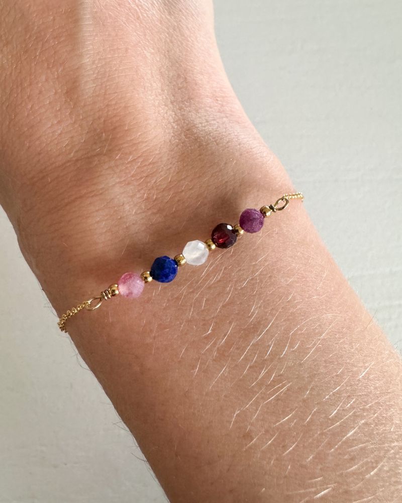 Turandoss 2 geboortestenen armband dames goud, 14K verguld, 12 maanden Turandoss 2 geboortestenen armband dames goud, 14K verguld, 12 maanden