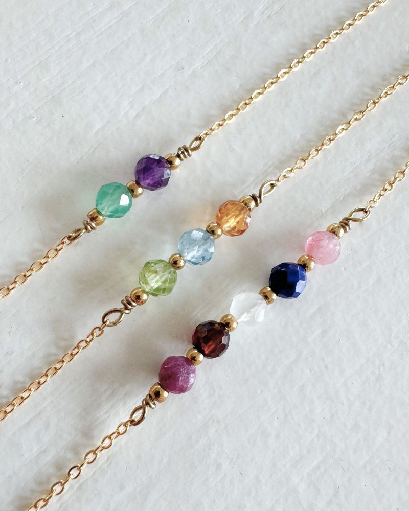 Armband met geboortesteentjes | Met 2, 3, 4 of 5 geboortestenen | Stainless steel