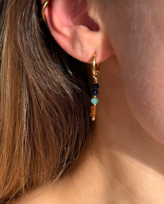 Gouden oorbellen met kleurrijke hangers | Stainless steel