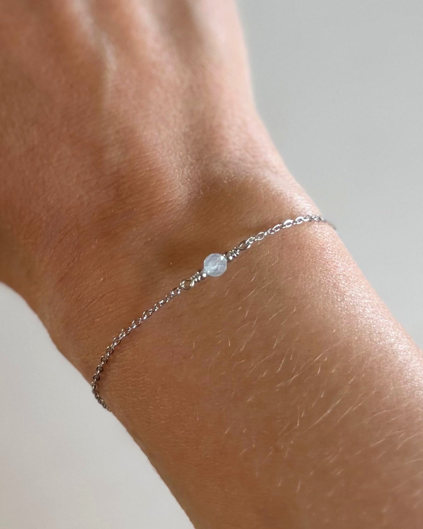 Armband met geboortesteen zilver rvs