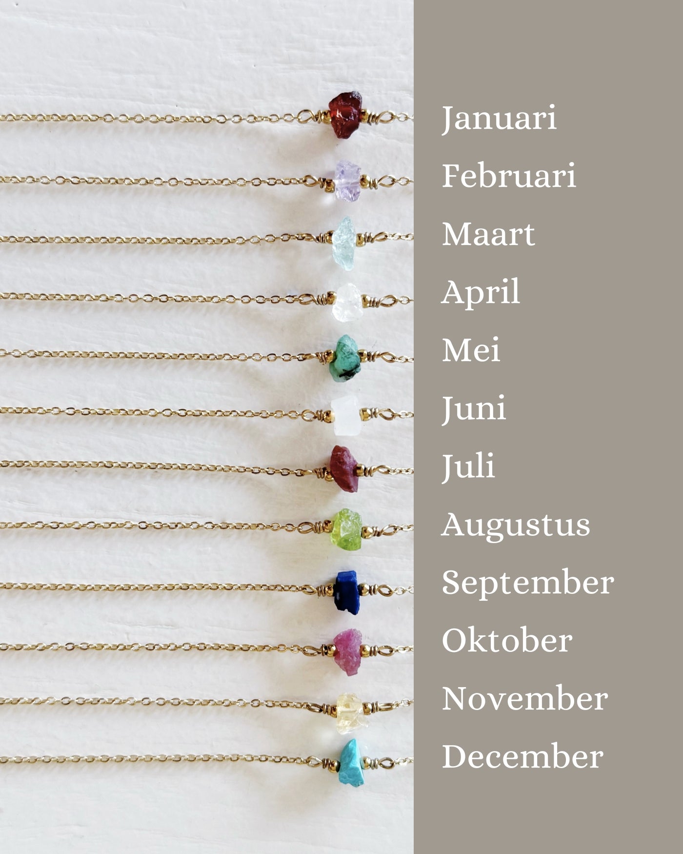geboortesteen armband maanden