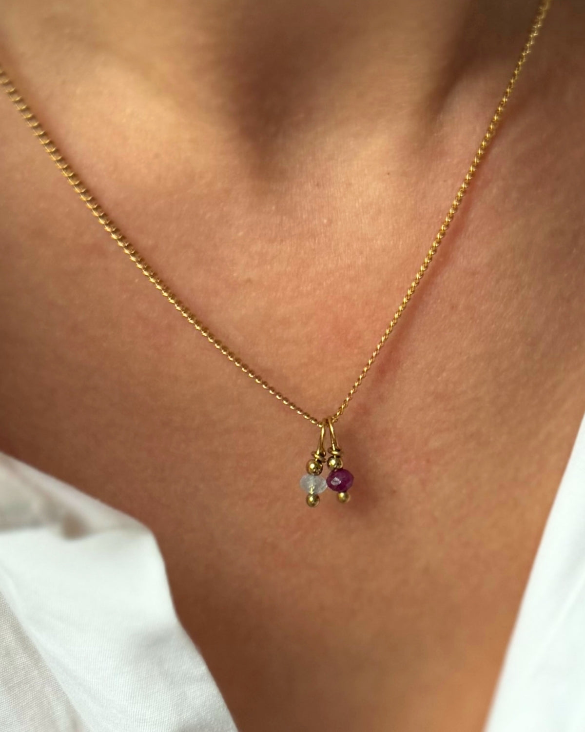 ketting met 2 geboortestenen goud