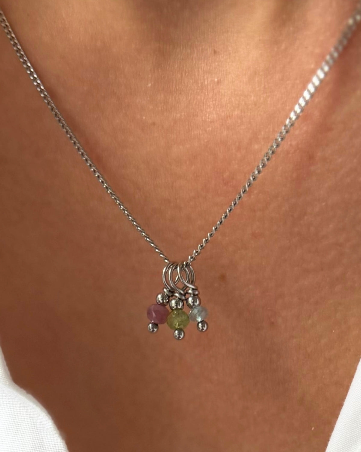 Ketting met geboortestenen | 1, 2 of 3 birthstones | Zilver stainless steel