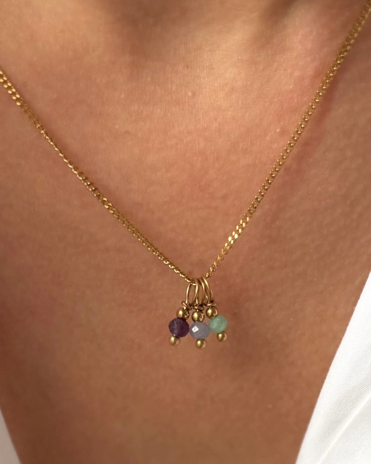 Ketting met geboortestenen | 1, 2 of 3 birthstones | Goud stainless steel