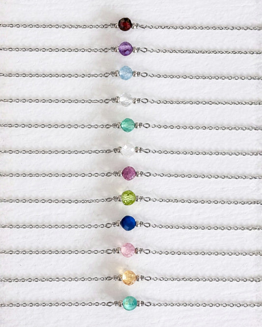 Zilveren geboortesteen armband | Echte birthstone edelstenen | Stainless steel