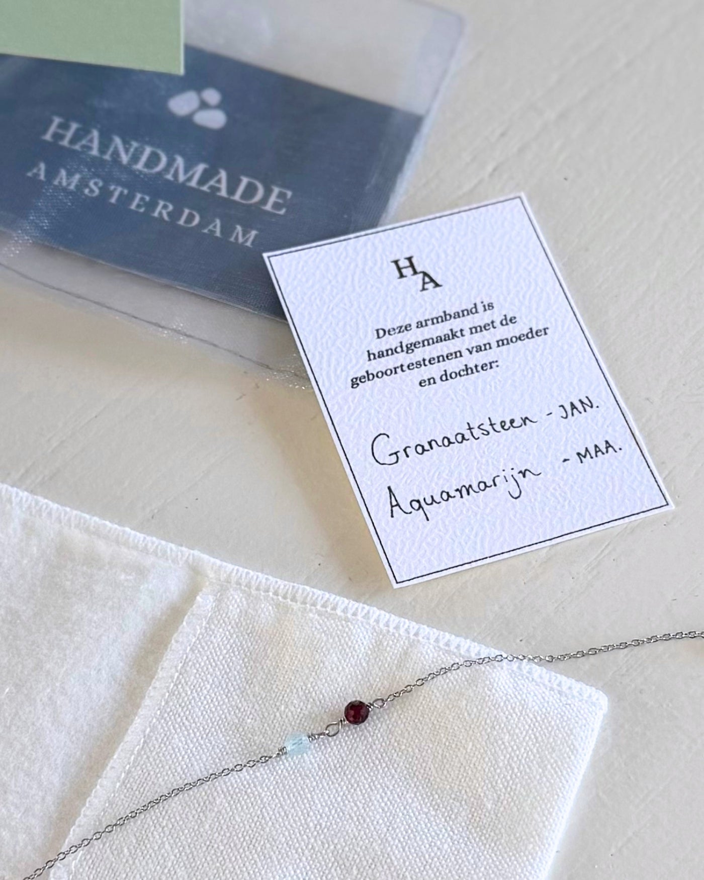 moeder dochter armbandje met geboortestenen handgemaakt