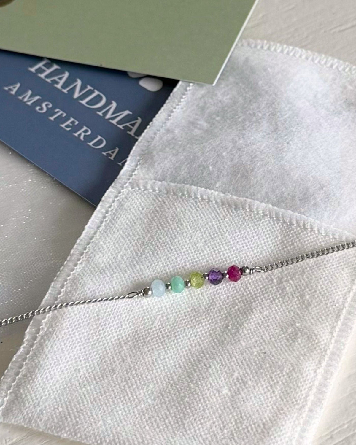 Geboortestenen armband zilver met 5 geboortesteentjes