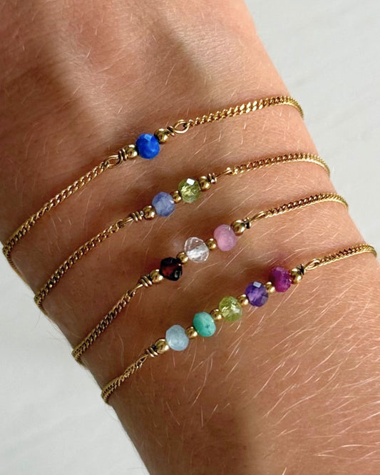 Geboortestenen armband met 1, 2, 3, 4, 5 of 6 geboortesteentjes Goud