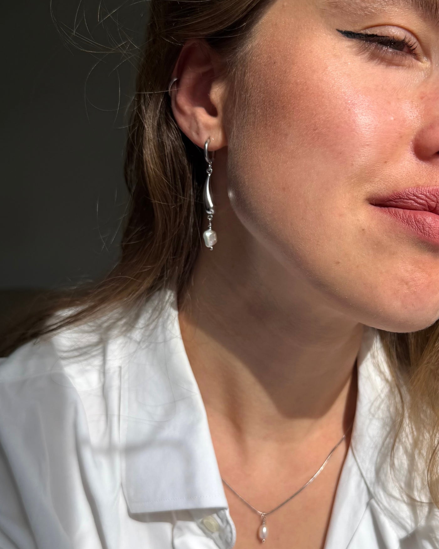 organische zilveren oorbellen uniek edgy