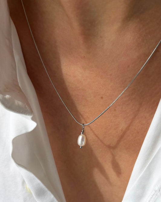 Zilveren ketting met parel hanger Stainless steel