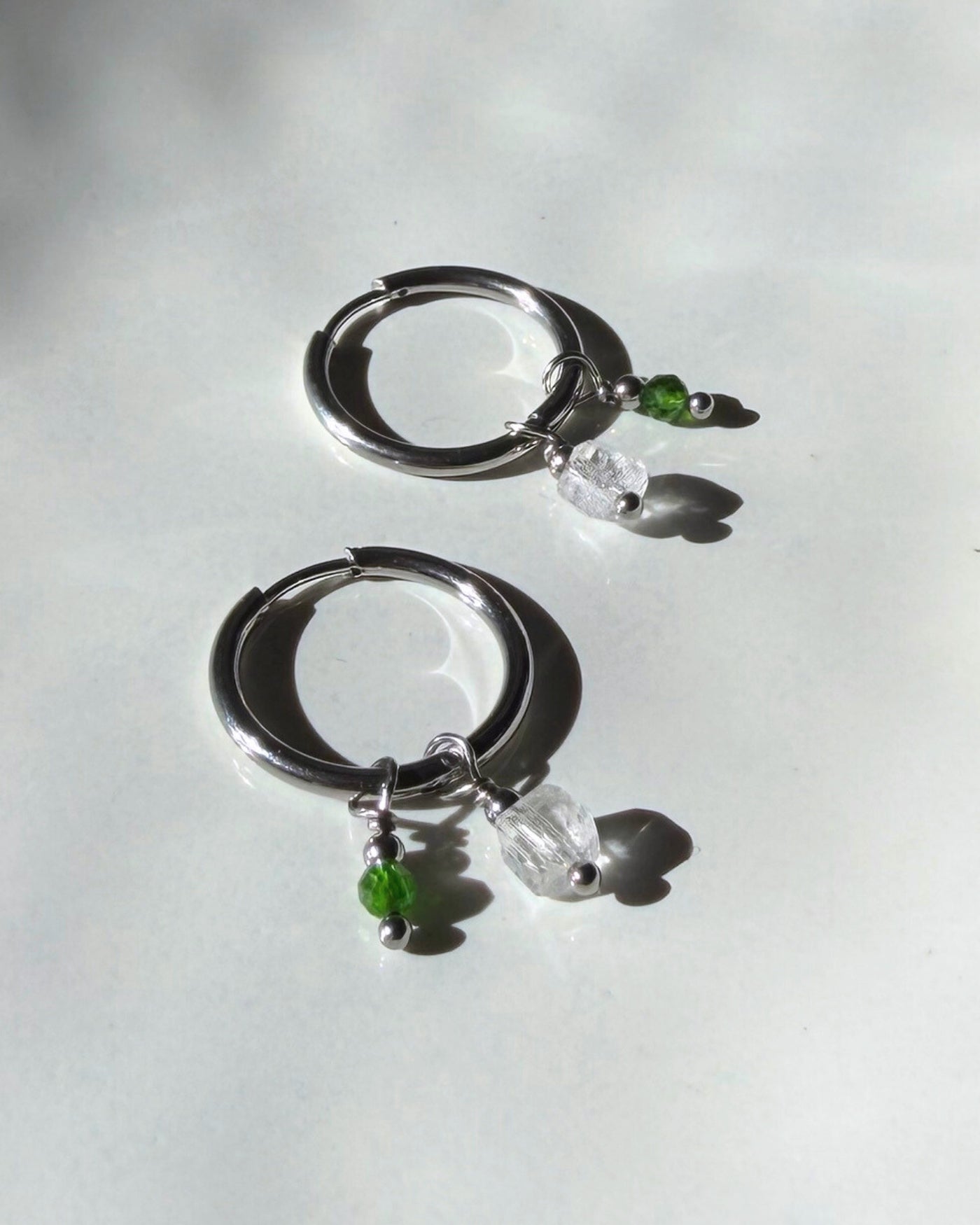 Hoepeloorbellen met 2 hangers Zilver stainless steel