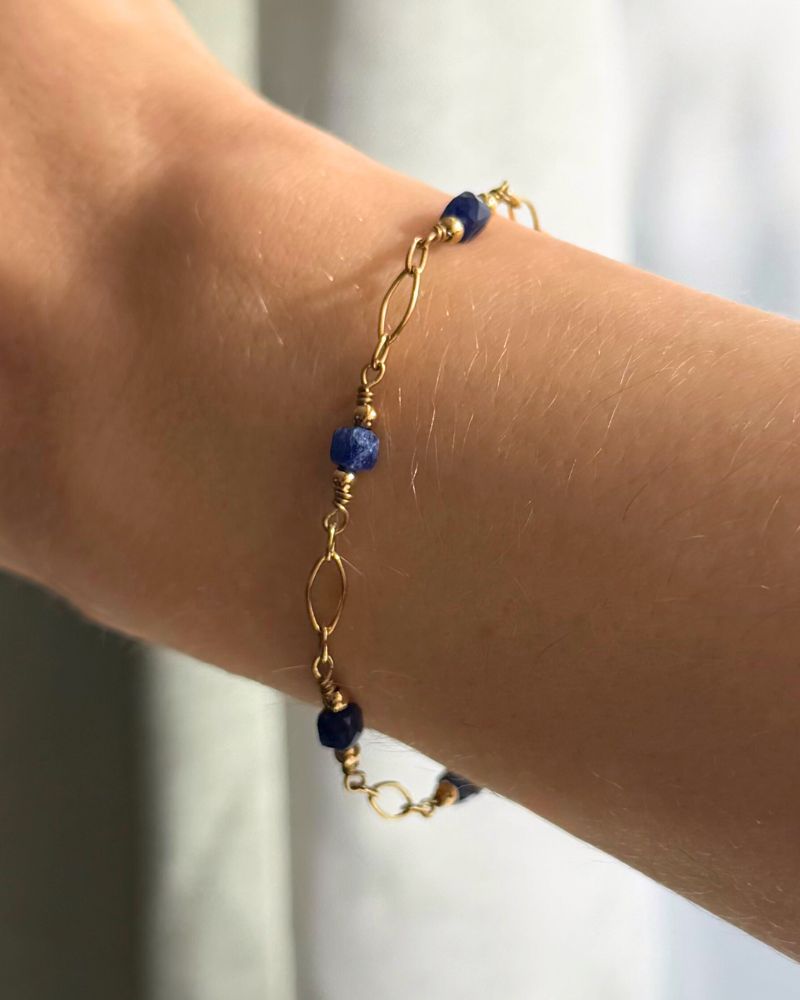 Gouden armband met blauwe stenen Stainless steel