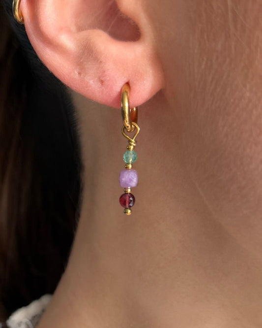 Oorbellen met edelsteen hangers Goud stainless steel