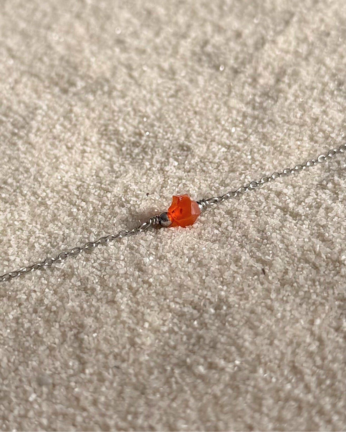 zilveren armband met ruwe steen oranje rvs