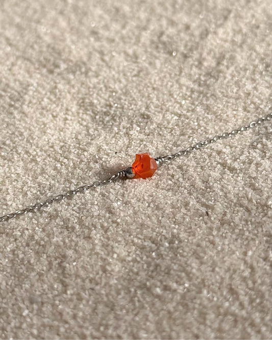 zilveren armband met ruwe steen oranje rvs