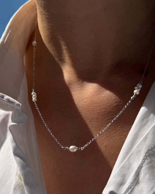 Ketting met kleine parels Zilver stainless steel