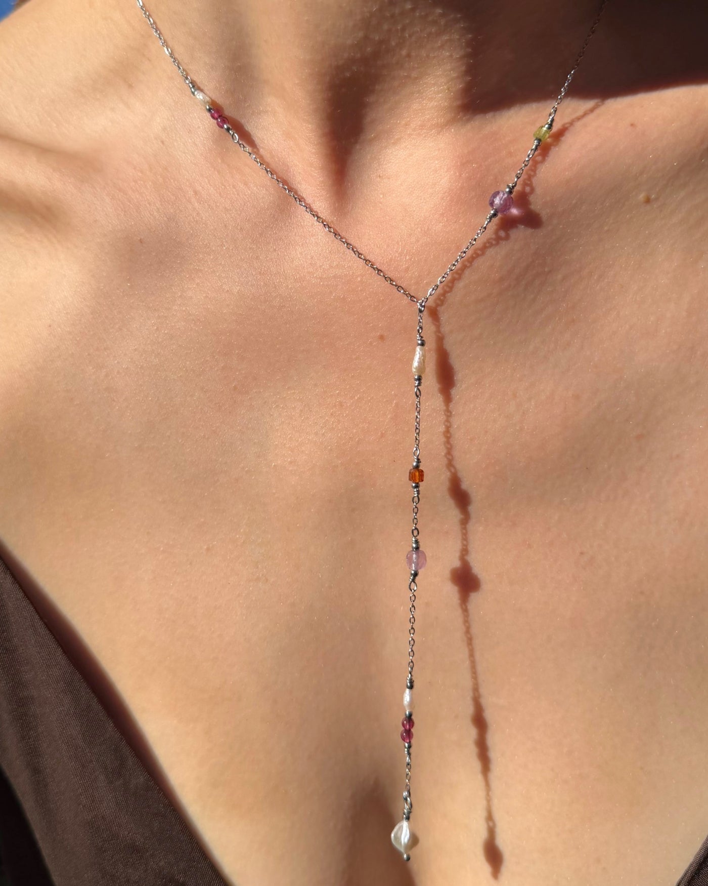 handgemaakte ketting y-vorm zilver