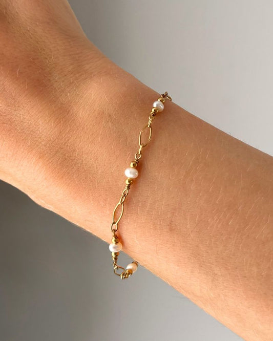armband met parels goud stainless steel