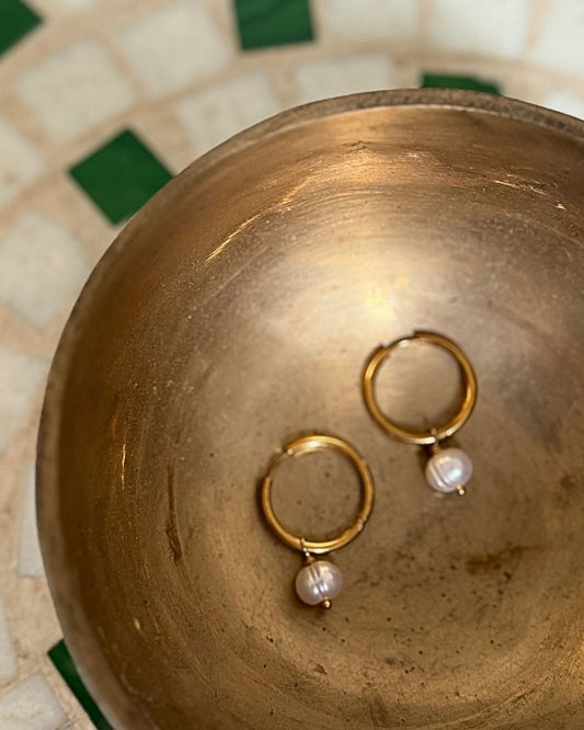 Gouden statement oorbellen met parels Stainless steel