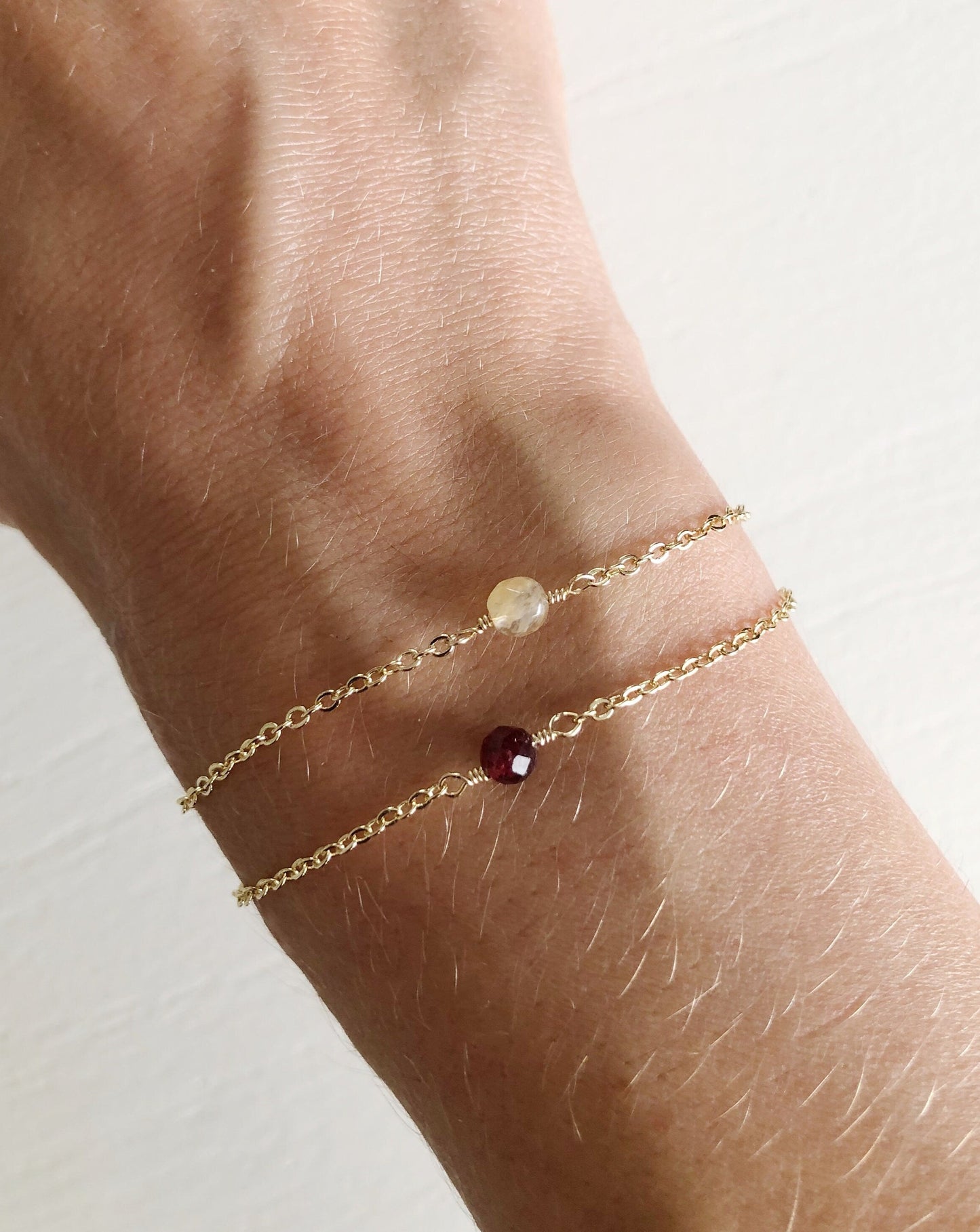 Gouden geboortesteen armband | Echte birthstone edelstenen | 14k gold plated