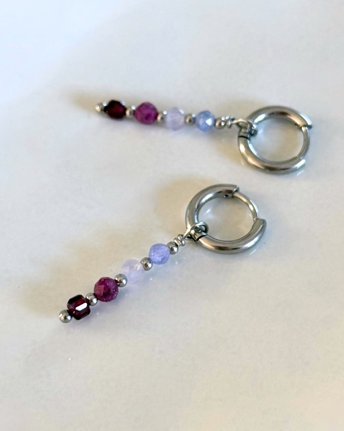 Zilveren stainless steel oorbellen met edelstenen