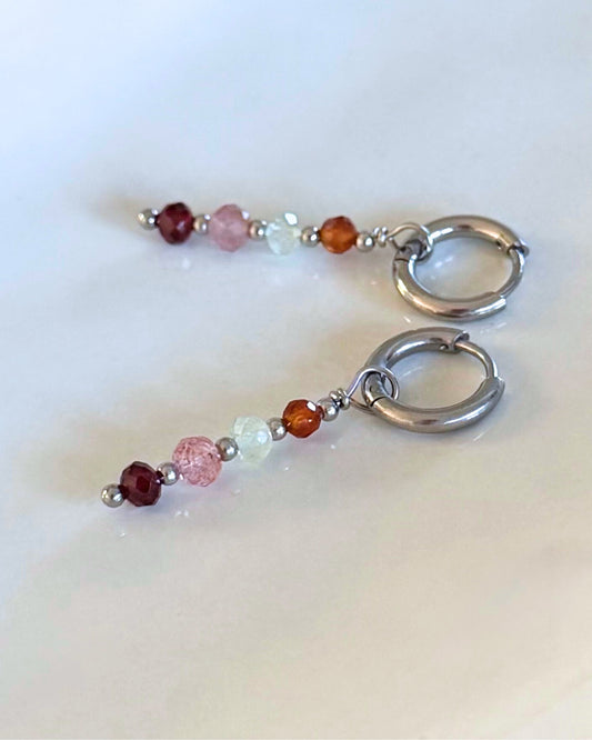 Zilver stainless steel oorbellen met edelstenen