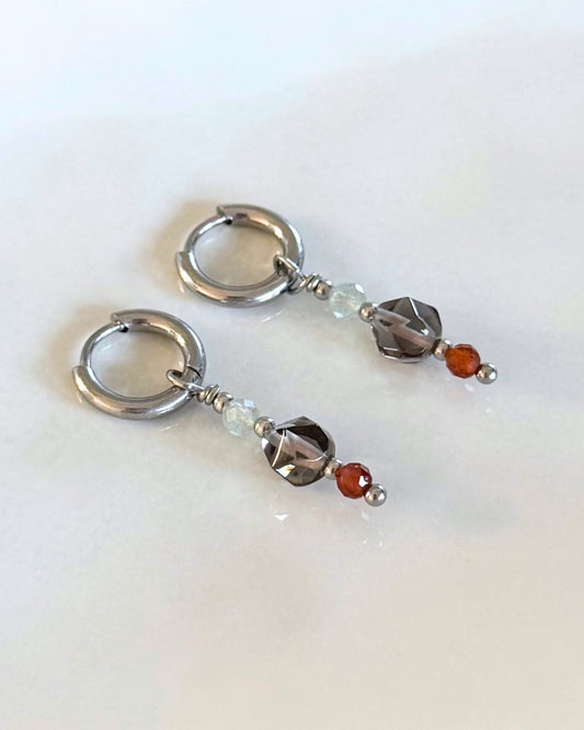 zilveren oorbellen met hangers stainless steel edelstenen