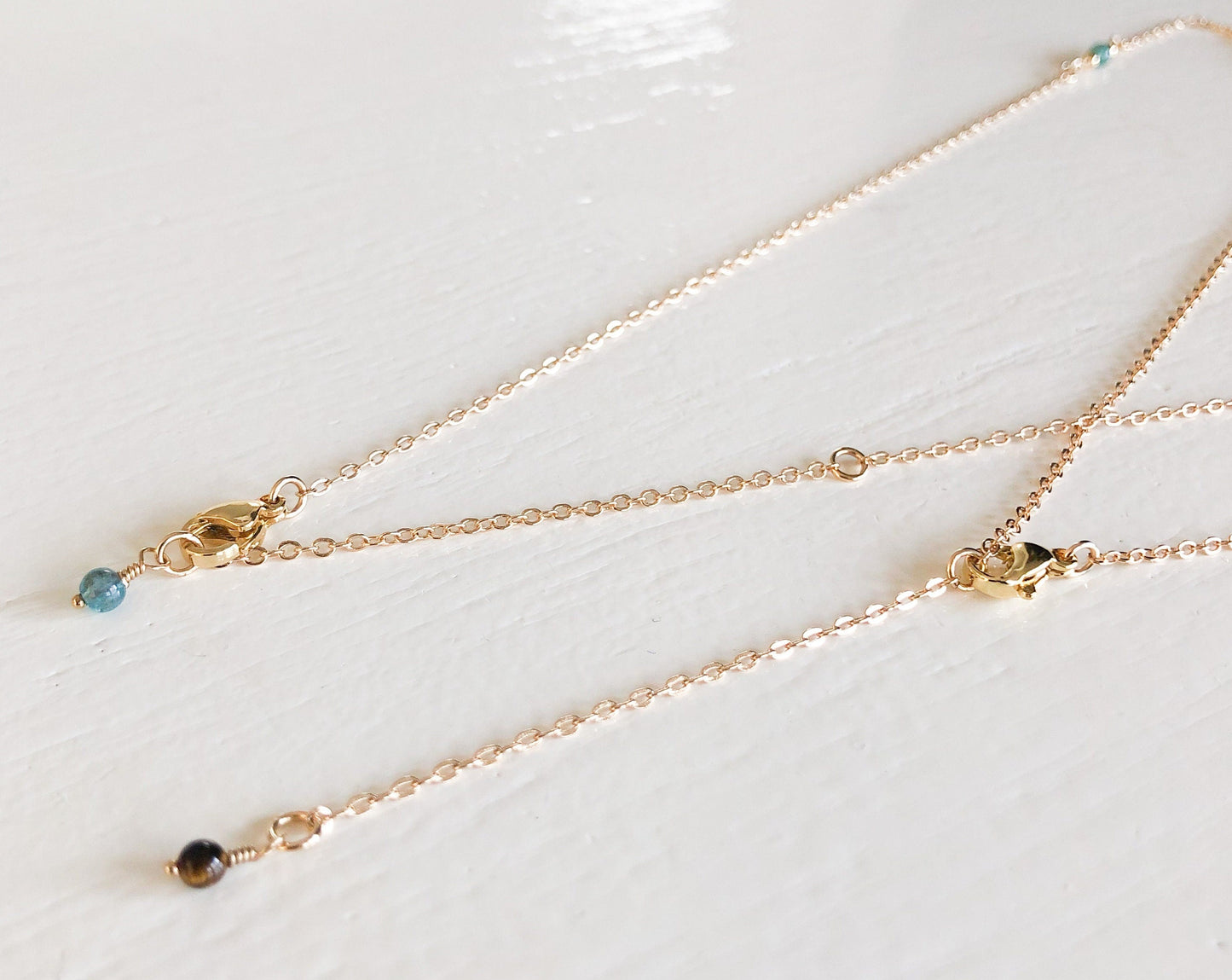 Minimalistische gouden ketting met echte edelstenen | Gold filled of gold plated