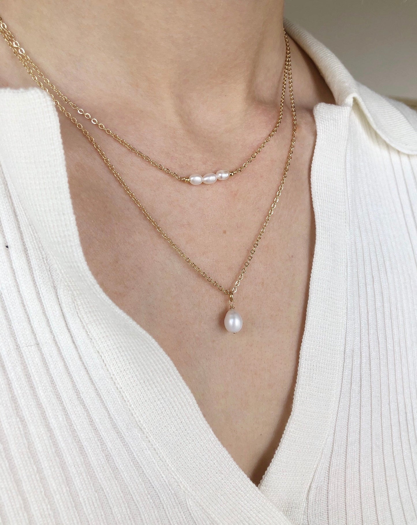 Pearly | Minimalistische gouden ketting met zoetwater parels