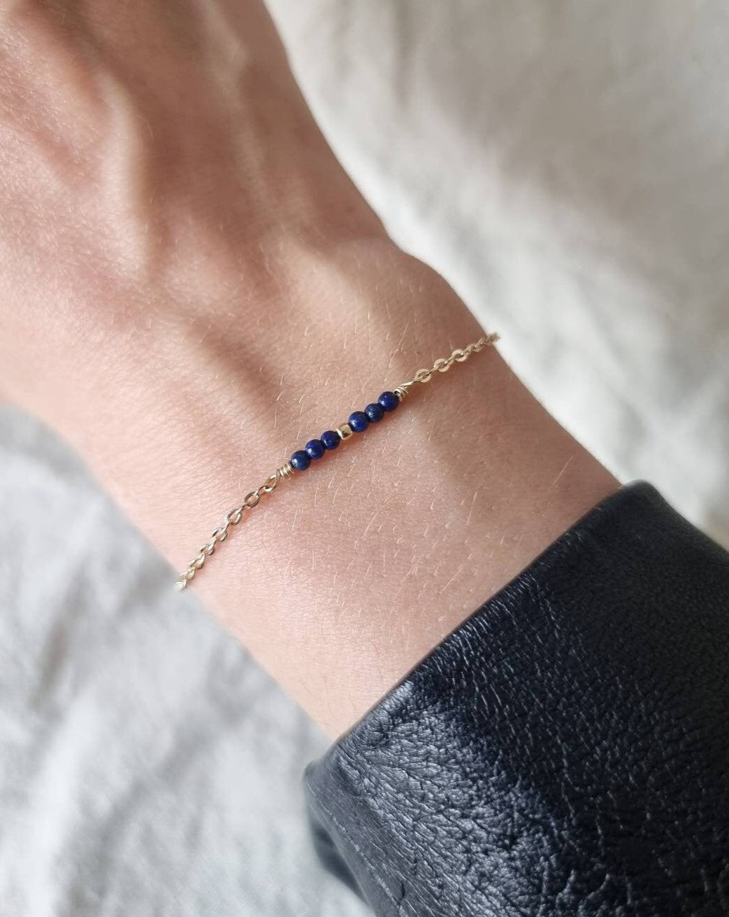 Gold filled armband met Lapis Lazuli edelstenen