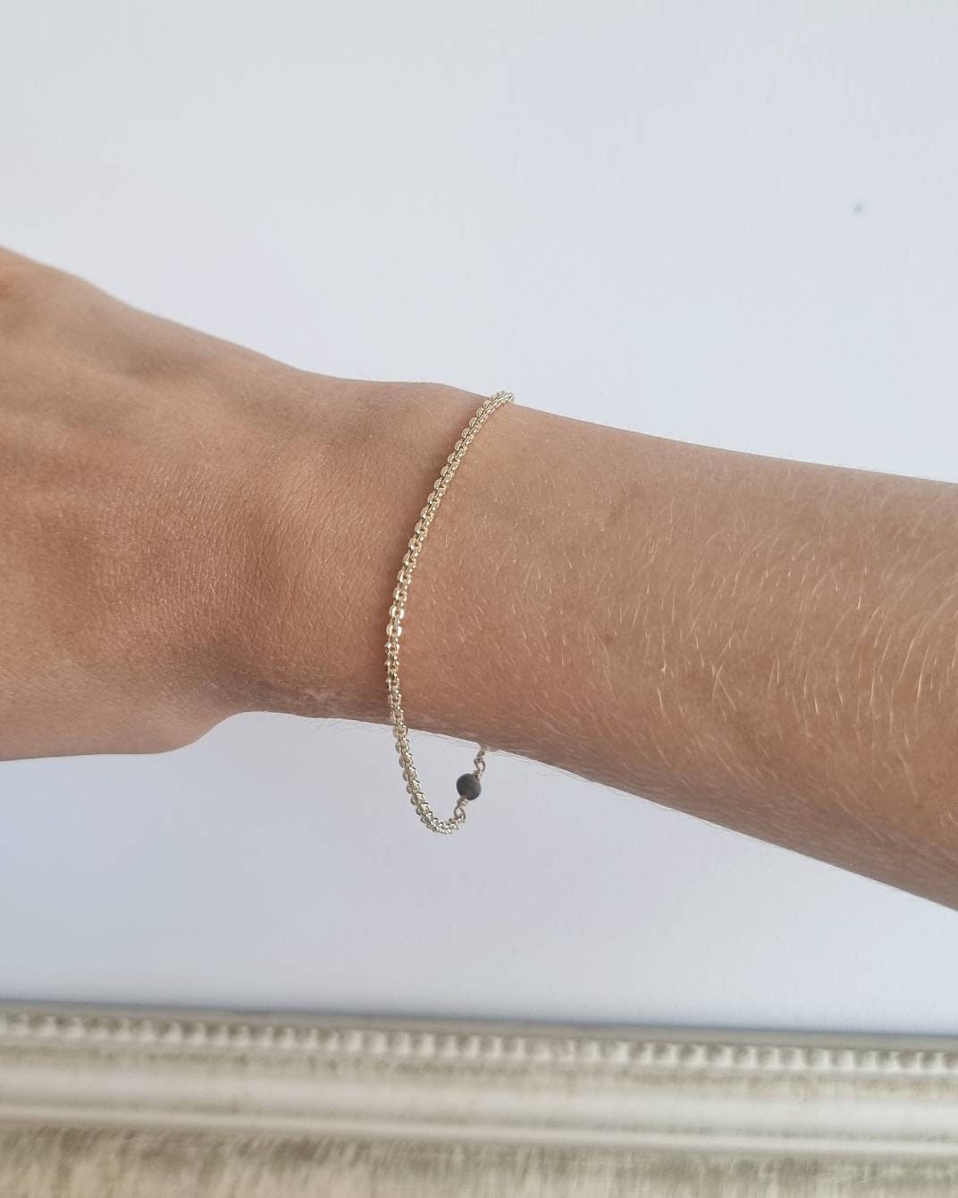 Minimalistisch armbandje met Gold Obsidian edelstenen | 14k gold plated